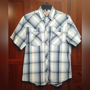 Vtg Wrangler Pearl Snap Button Up Sz M